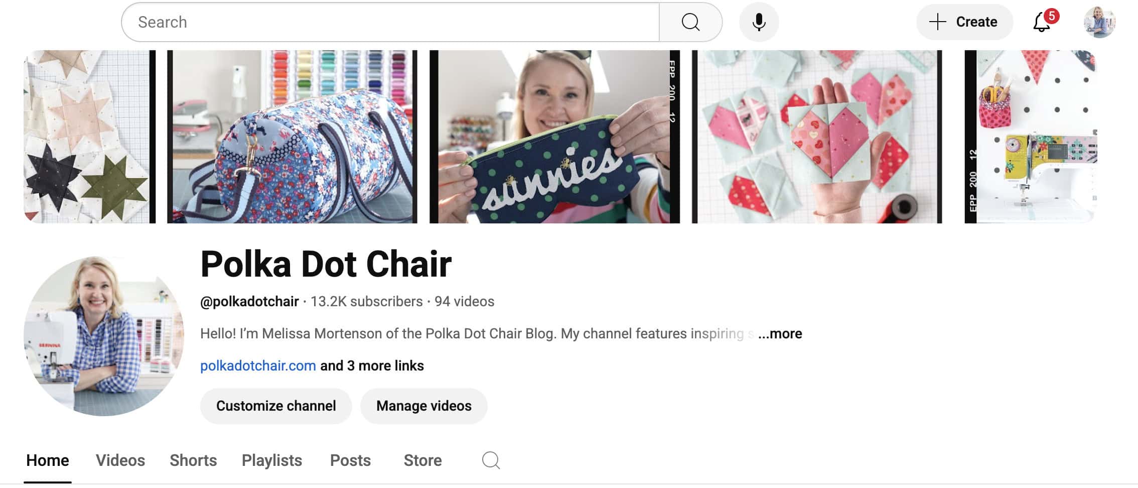 screenshot of youtube channel